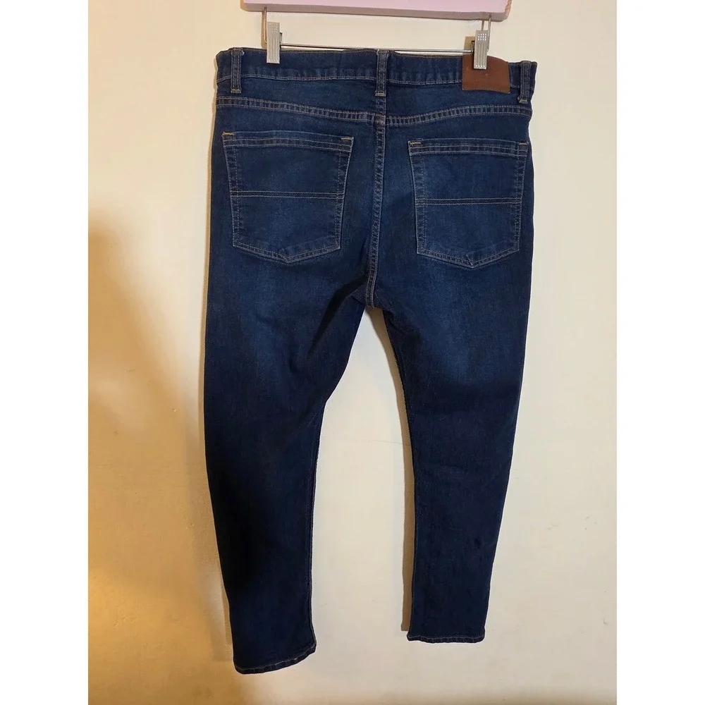 Beverly Hills Polo Club Mens Dark Wash Slim Straight Jeans 36x30 Stretch Denim‎